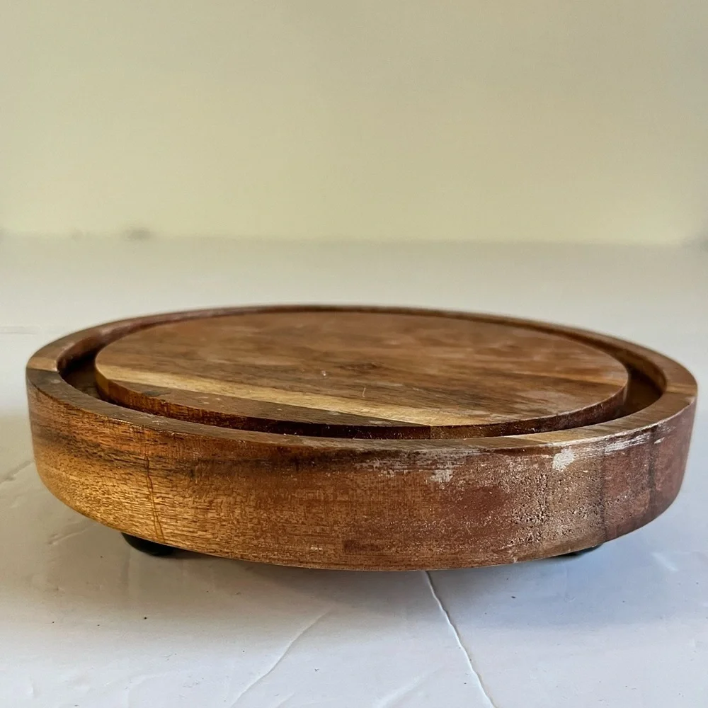 Rustic Wooden Base Cheese Board with Glass Dome Cover - Picture 4 of 10